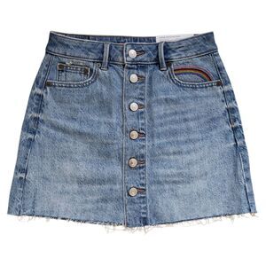 NWT American Eagle Super Hi Rise A-Line Denim Mini Skirt XXS Button Fly